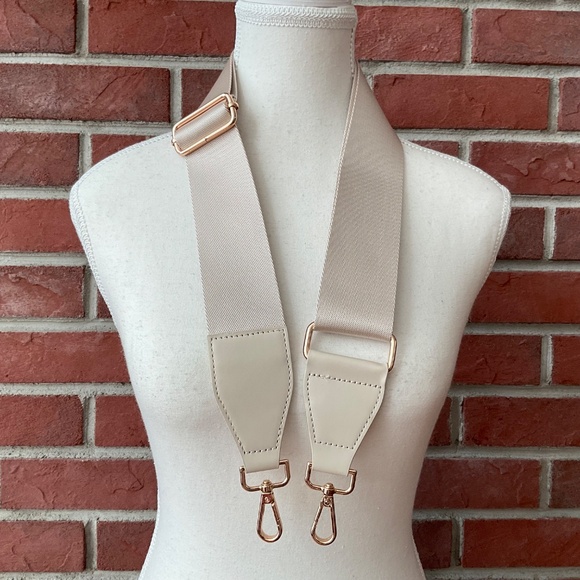 NEW Cream Canvas Faux Leather Wide Replacement Crossbody Adjustable Strap NWOT - Picture 11 of 11